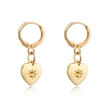 Dayoff, Европейский круглый золотой серебряный обруч в виде сердца, женские винтажные серьги-гвоздики в форме сердца, Женские Ювелирные украшения, подвески, маленькое солнце, минималистичный E599