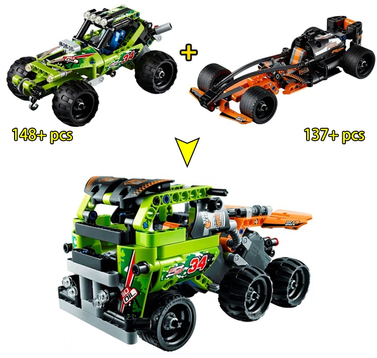 Decool Pull Back Technic Car moto cycle Racer MOC Truck DIY строительные блоки детские игрушки для детей