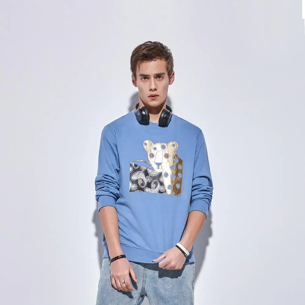  Xiaomi youpin Leopard Patch Embroidery Sweatshirt Long sleeve Fashion embroidered cotton Comfortabl