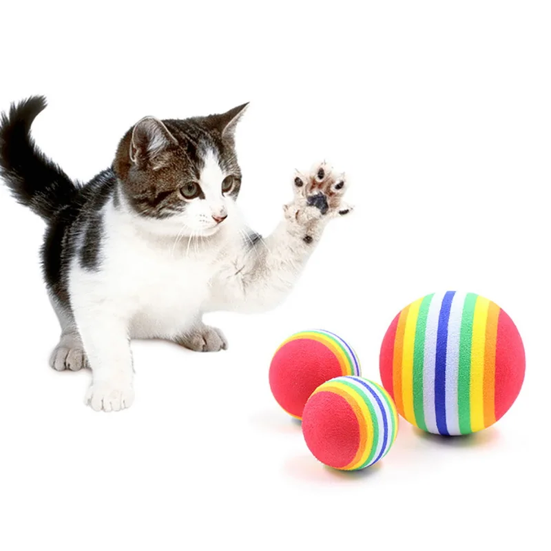1 5 10Pcs Rainbow Ball Cat Toy Colorful Ball Interactive Pet Kitten Scratch Natural Foam EVA