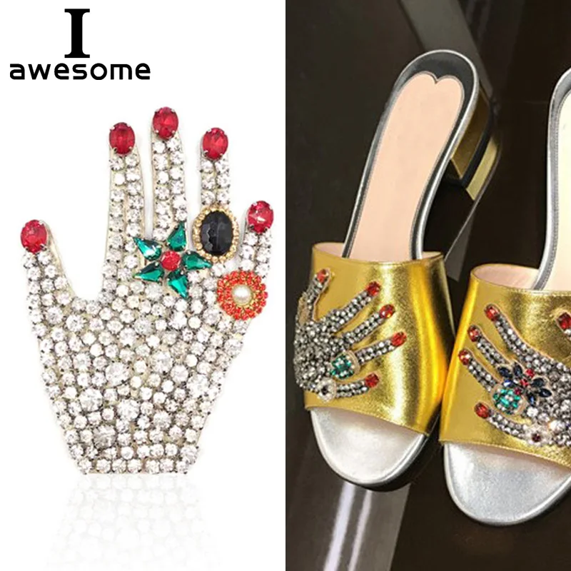 

1pcs Beautiful Palm Bridal Wedding Party Shoes Accessories High Heels Shoes DIY Manual Rhinestone Shoe Decorations 11*7.8cm