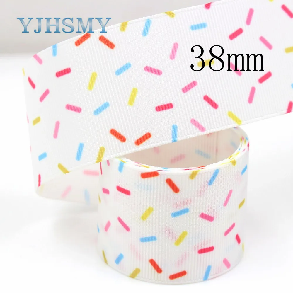 

YJHSMY G-18815-948,10 yards 38 mm Color bar Ribbons Thermal transfer Printed grosgrain Wedding Accessories DIY handmade material