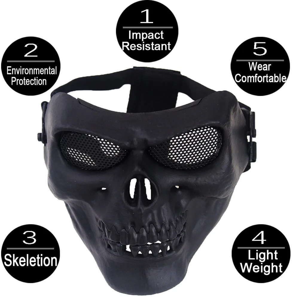 Маска система скелет шлем наружные шлемы Череп Скелет страйкбол Пейнтбол Защита лица шлемы маски для пейнтбольных игр 2,0