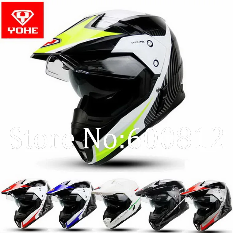 2016 New YOHE double lenses cross country motorcycle helmet winter off road Motorbike helmets Made of