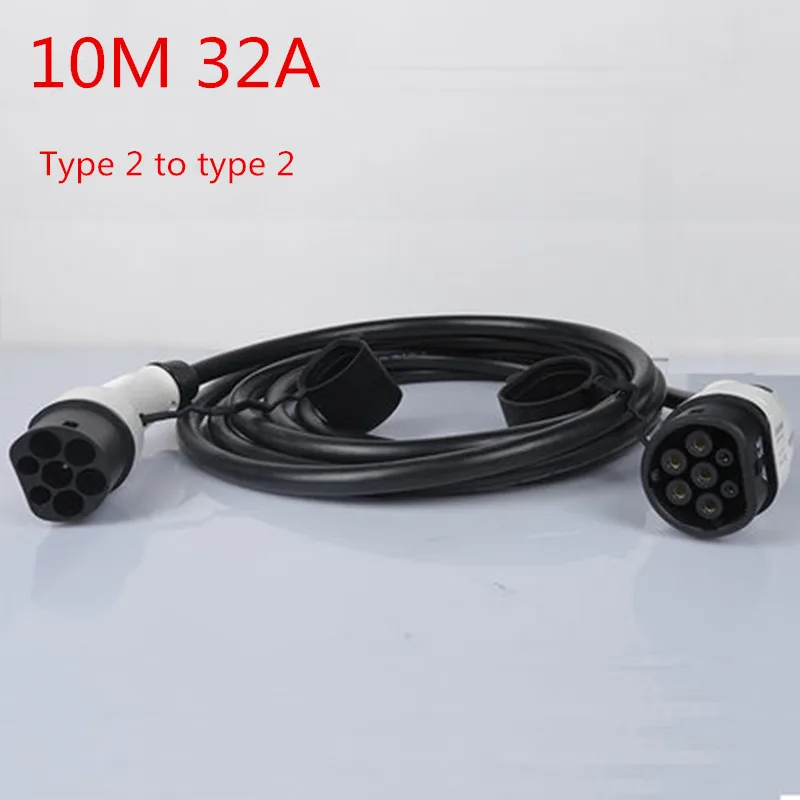 

10M 32A EVSE EV Car Charger IEC62196-2 Type 2 To Type 2 Mennekes Single Phase Electric Vehicle Charging Extension Cable Cord