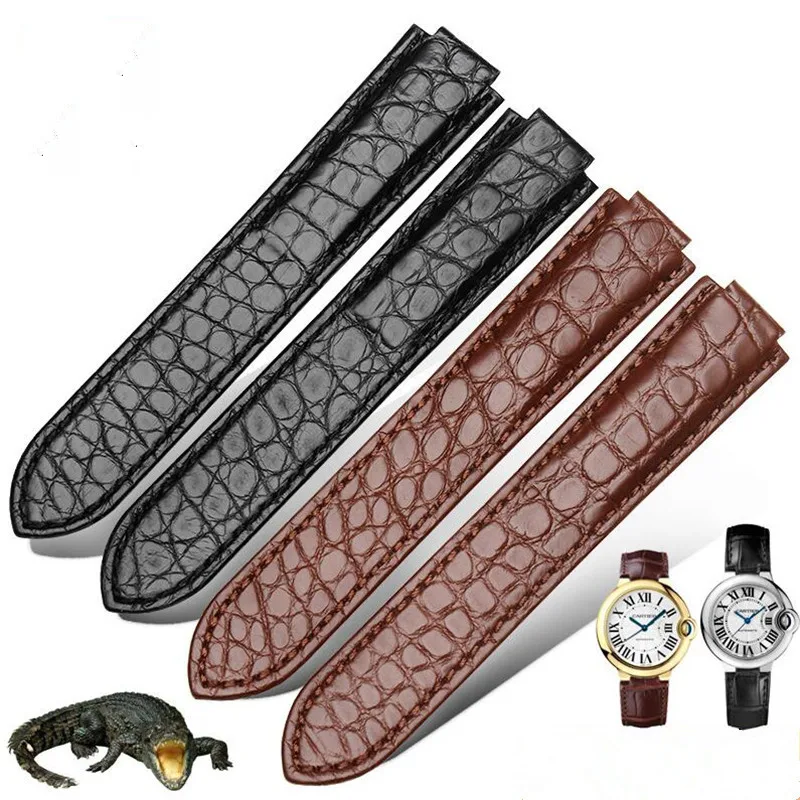

Top-quality Convex mouth Hand-sewn Alligator Skin Watchband 20*12/18*11mm Crocodile Strap with Deployment Clasp fit for Cartier
