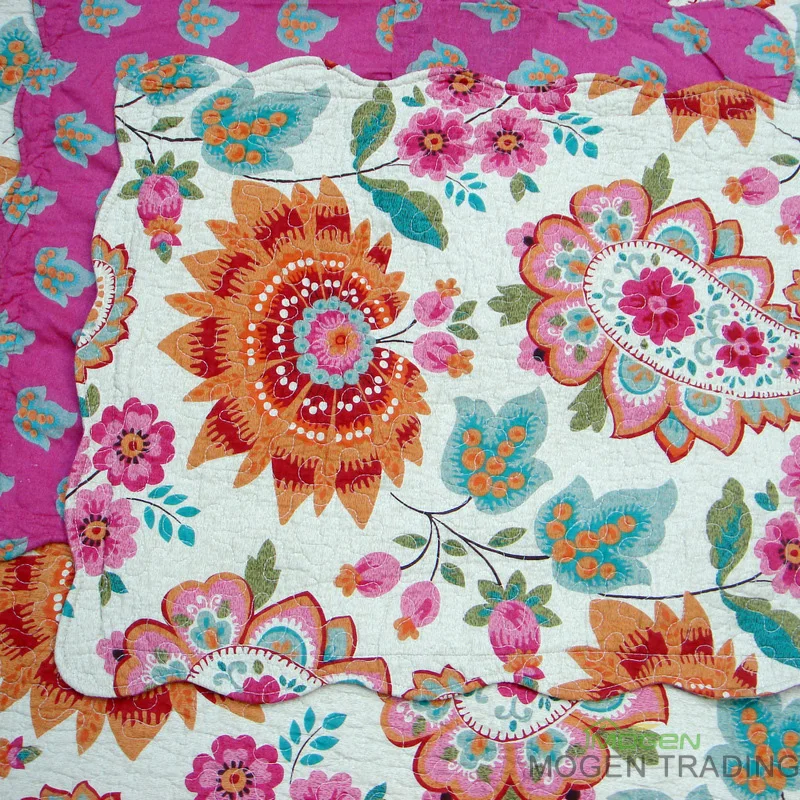 8843 30 De Réductionchausub Lavé Coton Parure De Couette 3 Pièces Couvre Lit Matelassé Vintage Fleur Imprimé Couverture De Lit Draps Couvre