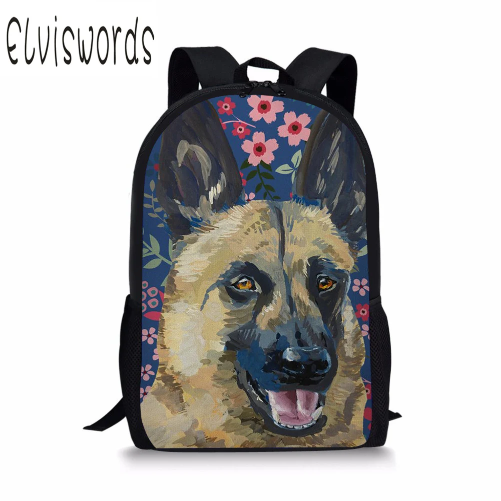 

2019 Germen Shepherd Backpack For Teenager Girls Personality Customized School Backpack Fashion Backpack