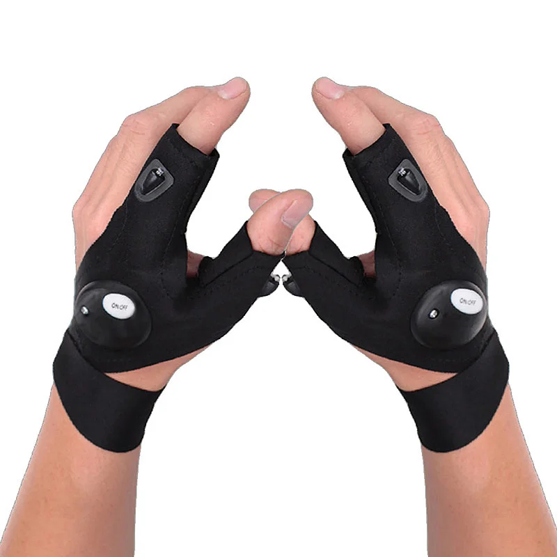 

Magic Strap Fingerless Gloves with Flashlights Auto Repair gloves Luminous Gloves Waterproof Rescue Working Gloves LB
