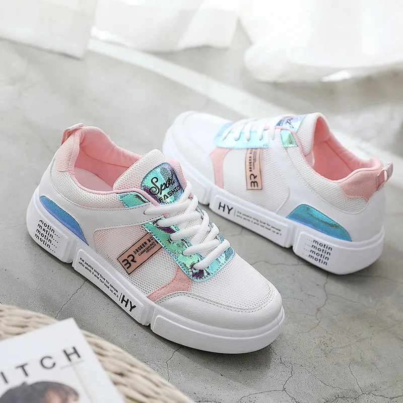 

Suquan hot shoes women trainer 2019 feminine sneakers fashion lady PU Leather flat platform light mesh breathable sport