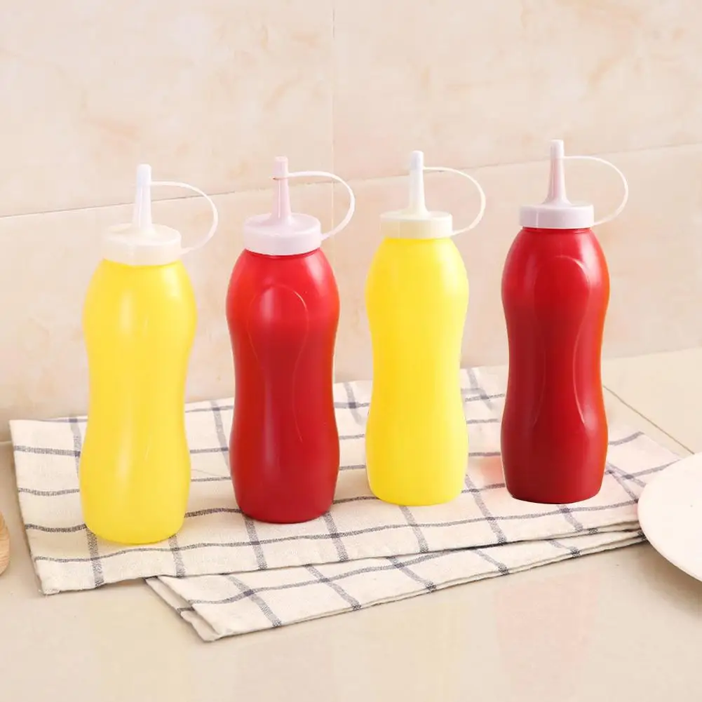 2pcs 250ml Plastic Sauce Oil Vinegar Ketchup Squeeze Mustard Bottle