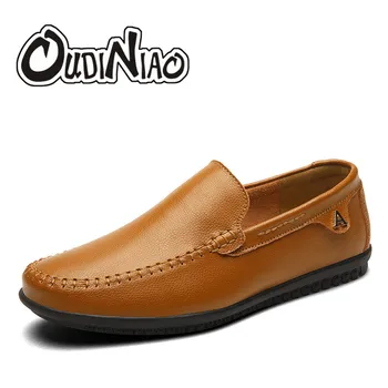 

OUDINIAO Mens Shoes Large Big Size Casual Loafer Fashion Shoes Men Split Leather Black British Driving Slip On Men Shoes Loafers