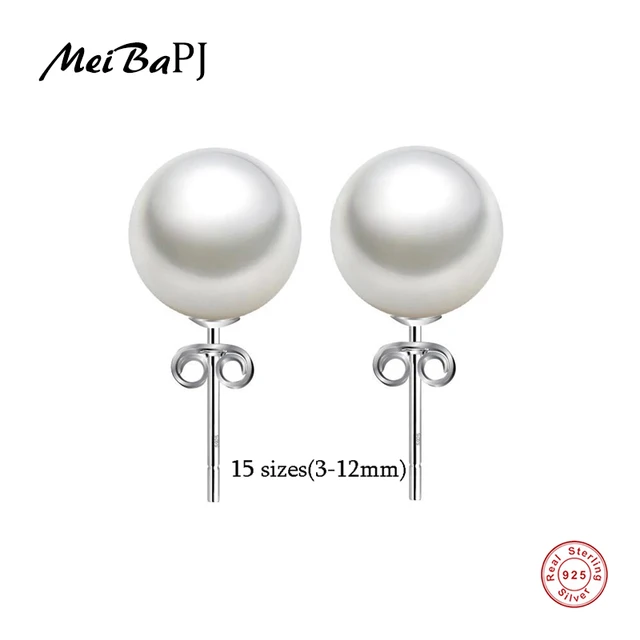 Meibapj Unimaginable Price High Quality 15 Sizes Real Round Pearl Meibapj Unimaginable Price High Quality 15 Sizes Real Round Pearl Earrings For Women 925