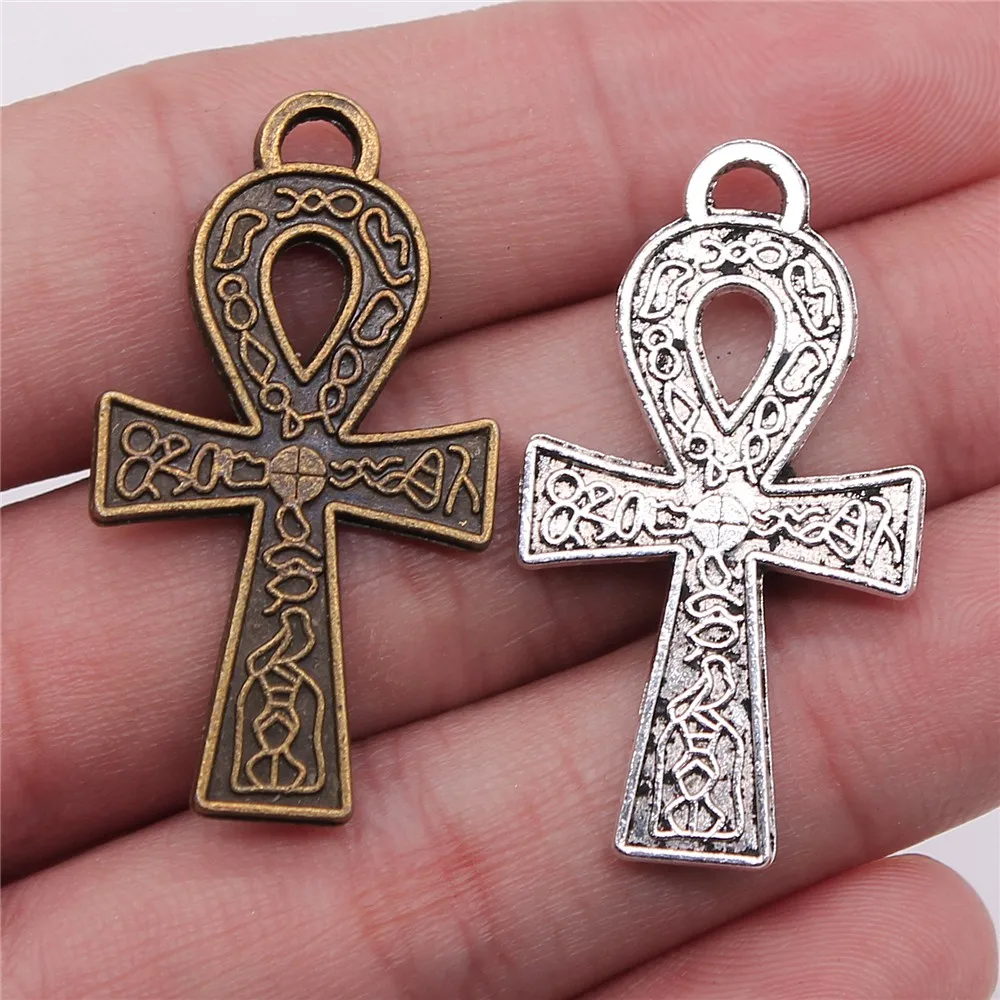 WYSIWYG 4 шт. 38x21 мм двусторонний Ankh Cross Charm Подвески для изготовления ювелирных