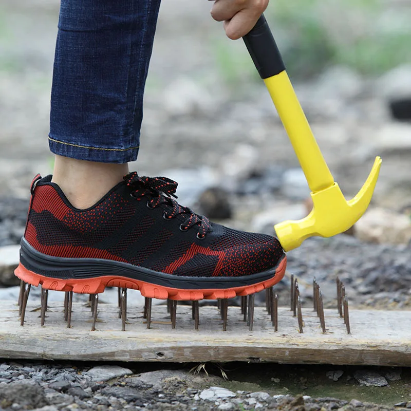 

Men's Summer Breathable Mesh Steel Toe Cap Work Safety Shoes Boots Man Outdoor Anti-slip Steel Puncture Proof Safety Shoes 35-48