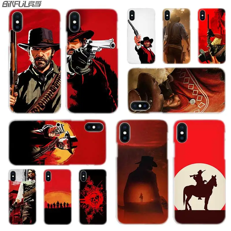 BINFUL iphone case cover transparent coque for iPhone X XR XS Max 8 7 6s 6 Plus 5 5s 5c SE 4s 4 red dead redemption