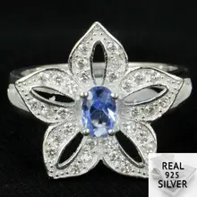4.0g Real 925 Solid Sterling Silver Star Shape Light Sapphire CZ Ladies Rings US 8.5# 19x19mm 4.0g Real 925 Solid Sterling Silver Star Shape Light Sapphire CZ Ladies Rings US 8.5# 19x19mm