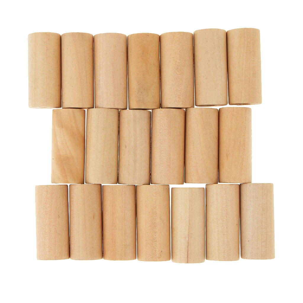 20 Pieces  Montessori Teaching Aids Material Wooden Beads Cylinder Unfinished Tube Bead DIY Crafts Toy 