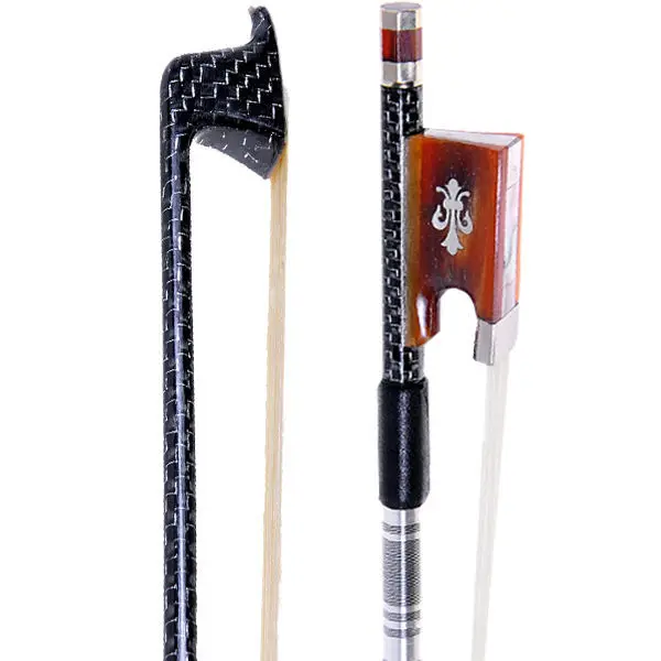 

Violin Bow Top Braided Carbon Fiber 4/4 Violin Bow Fluer-de-lys Inlay OX Frog Silver Violin Accessories