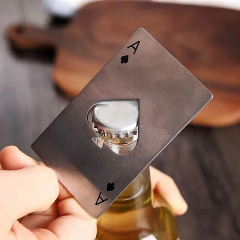 Творческий Покер карты открывалка для бутылок пива персонализированные Смешные Нержавеющая сталь кредитной карты открывалка для бутылок карта пик панели инструментов