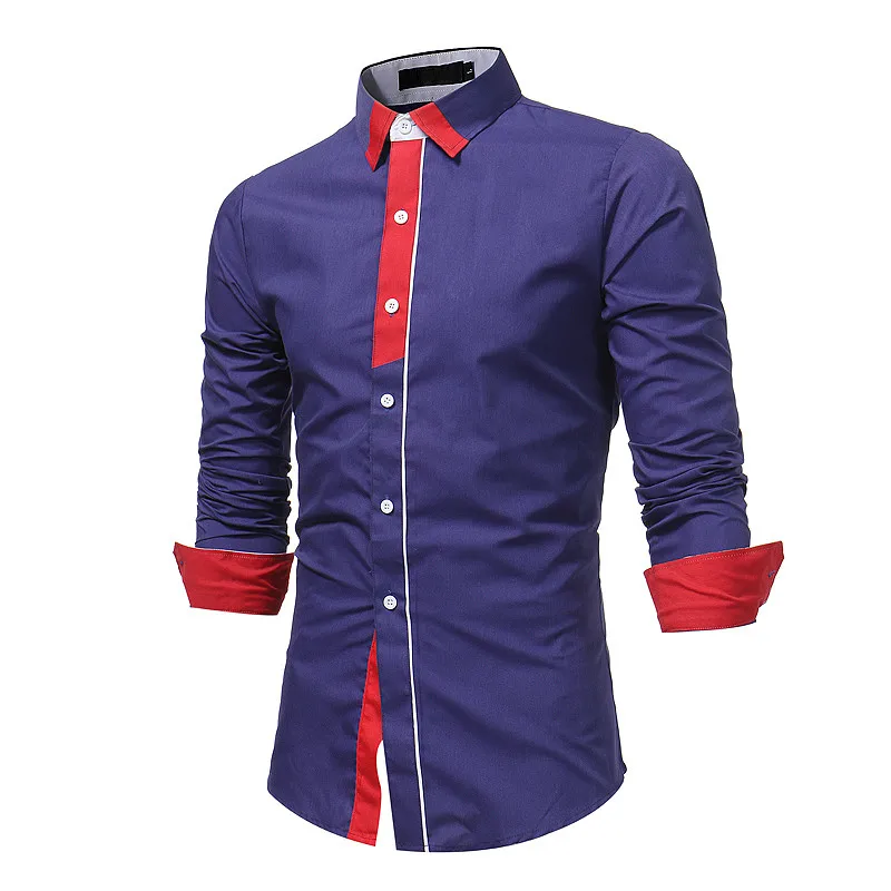 Men Shirt Luxury Brand 2017 Long Sleeve Male New Designer Slim Fit Mens