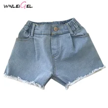 WLG/летние шорты для мальчиков и девочек детские джинсовые синие рваные повседневные универсальные шорты детские брюки