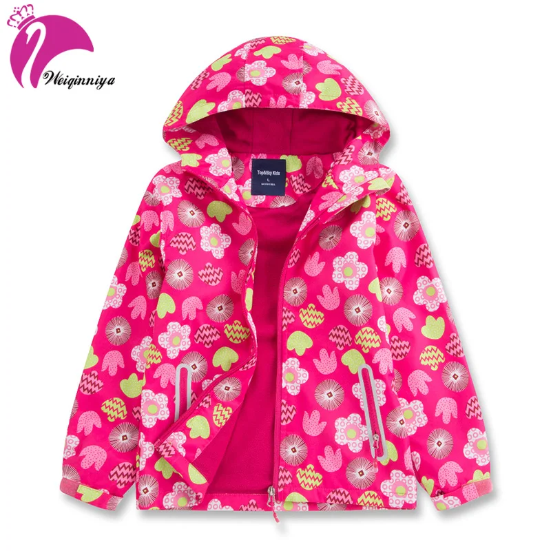 

Jacket For Girl Windbreaker For Girls Casual Kid Floral Jackets Girl Pink Red Long Sleeve Cute Jackets With Hooded Kids Clothing
