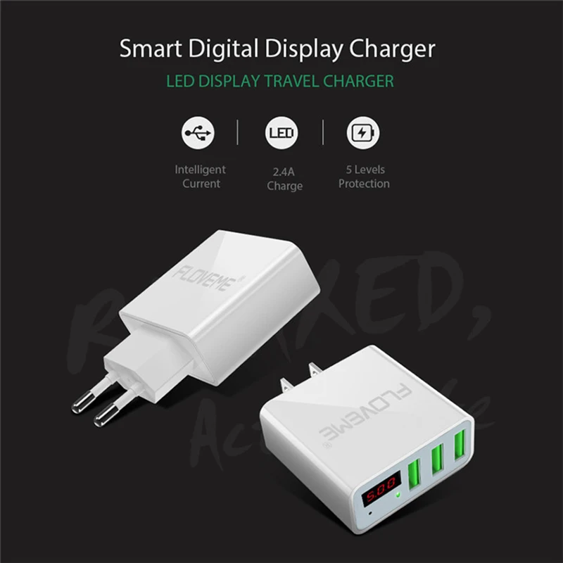 Зарядное устройство Floveme со светодиодным дисплеем и 3 USB портами|Зарядные