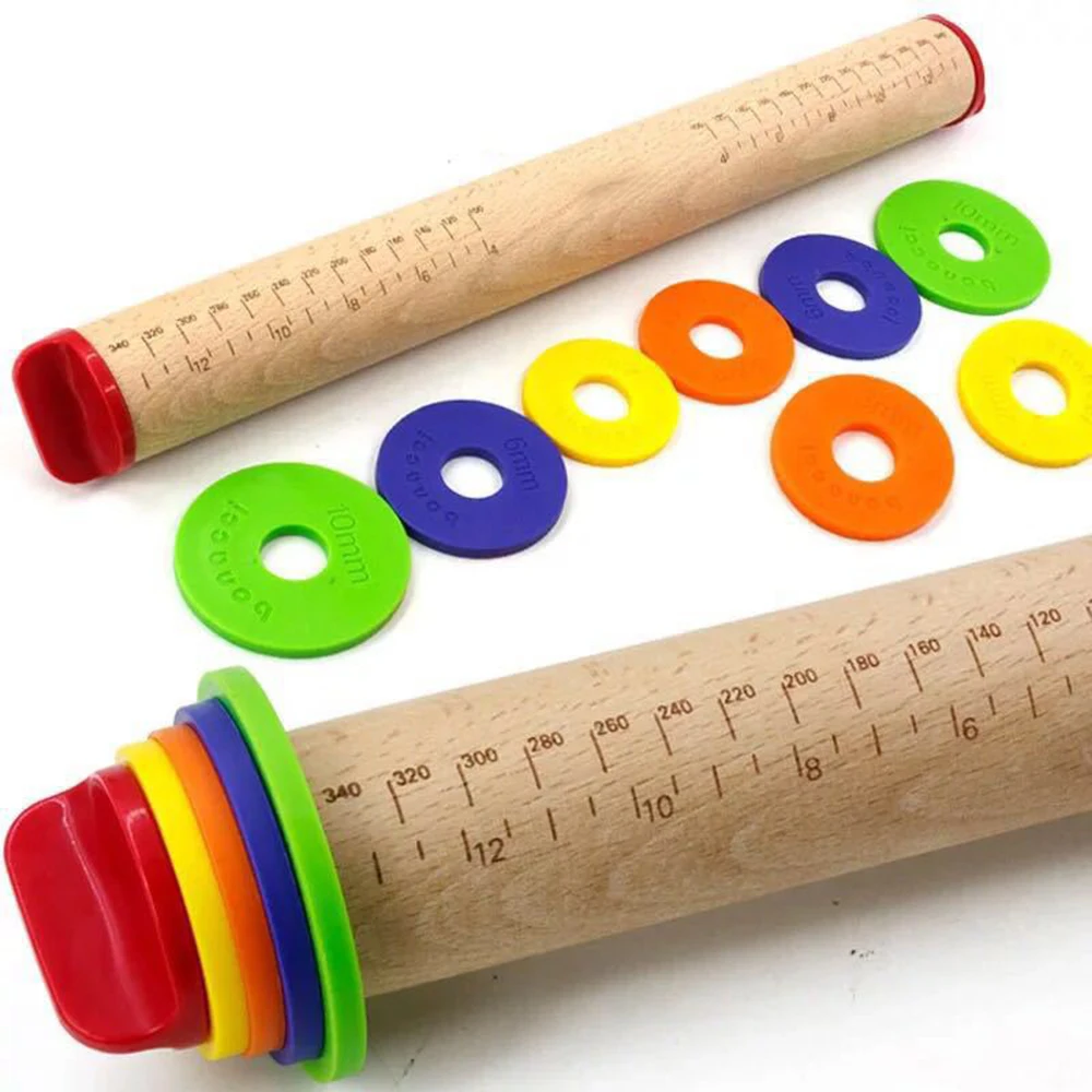 Buy 17inch Adjustable Wooden Rolling Pin Roller with 4