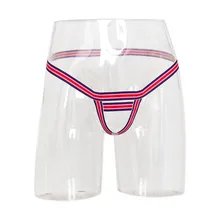 Сексуальные мужские полосатые кружевные трусики с ремешками, стринги с петушком, подтягивающие t-образное нижнее белье, Клубное белье для него