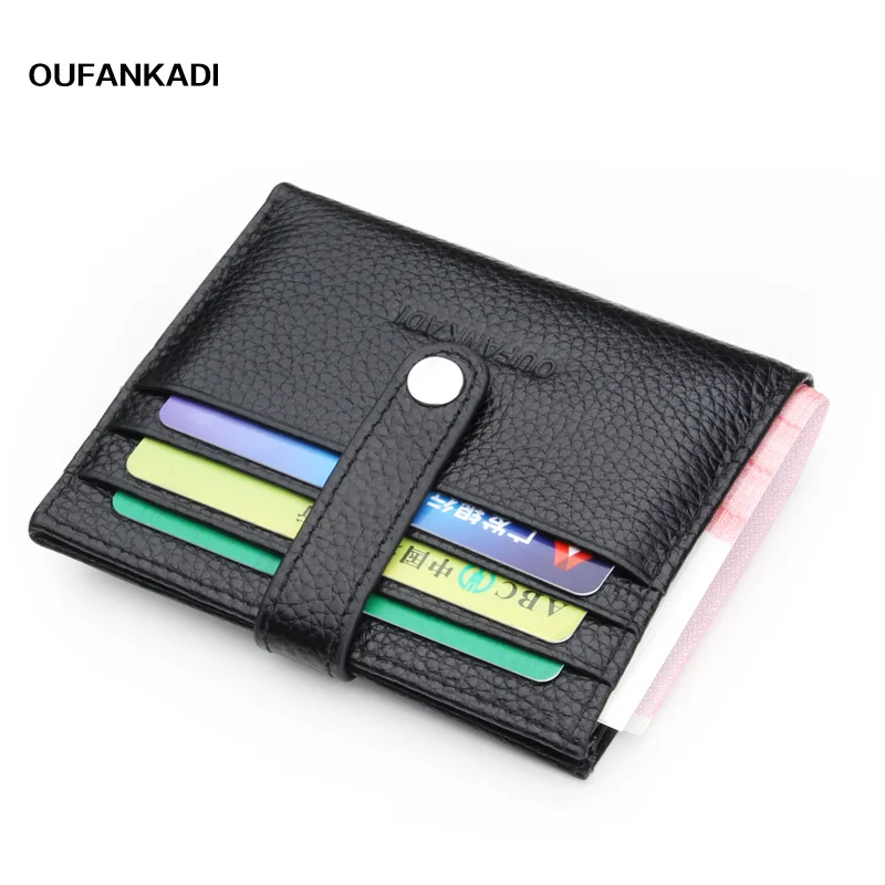 

Oufankadi Caw Leather Men Wallets Coin Purse Mens Wallet Male Money Purses Soft Card Soild Pattern Designer Wallet