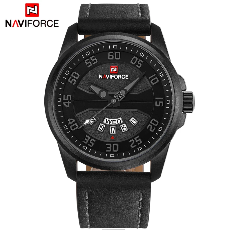 Billige Neue Luxus Marke NAVIFORCE Männer Mode Casual Uhren herren Quarz Uhr Mann Lederband Armee Militär Sport Armbanduhr