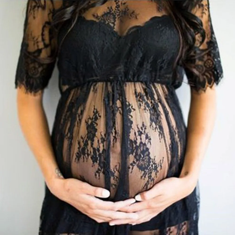 

Maternity Photography Fashion Pregnant Women Lace DressesFancy Props Dresses Maternity Photo Shooting Crochet Dresses Gift