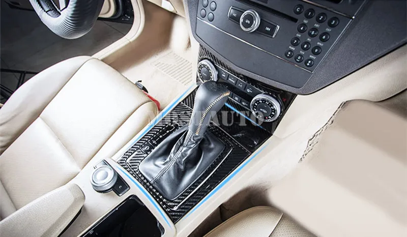 Для Benz E Class Coupe W207 C207 углеродного волокна консоли крышка коробки передач 2009-2012 3 предмета в комплекте