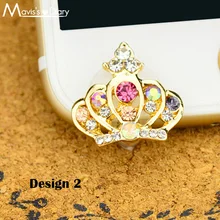 Корона горный хрусталь Anti Dust Разъем мобильного телефона пылезащитный Разъем для iPhone для samsung huawei Xiaomi мм 3,5 мм наушники алмаз