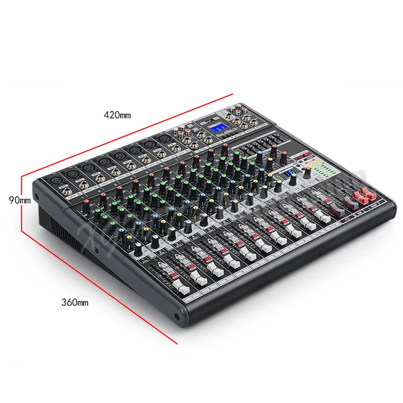 Professional 12 Channel Mixer 16 Digital Reverb