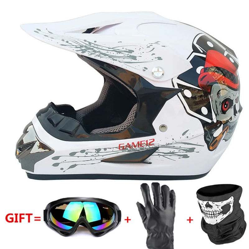 Motorcycle Full Face Helmet Casco Moto Motocross Helmet Off Road Helmet ATV Dirt Bike Downhill MTB DH Capacete Moto Glasses - Цвет: white 4