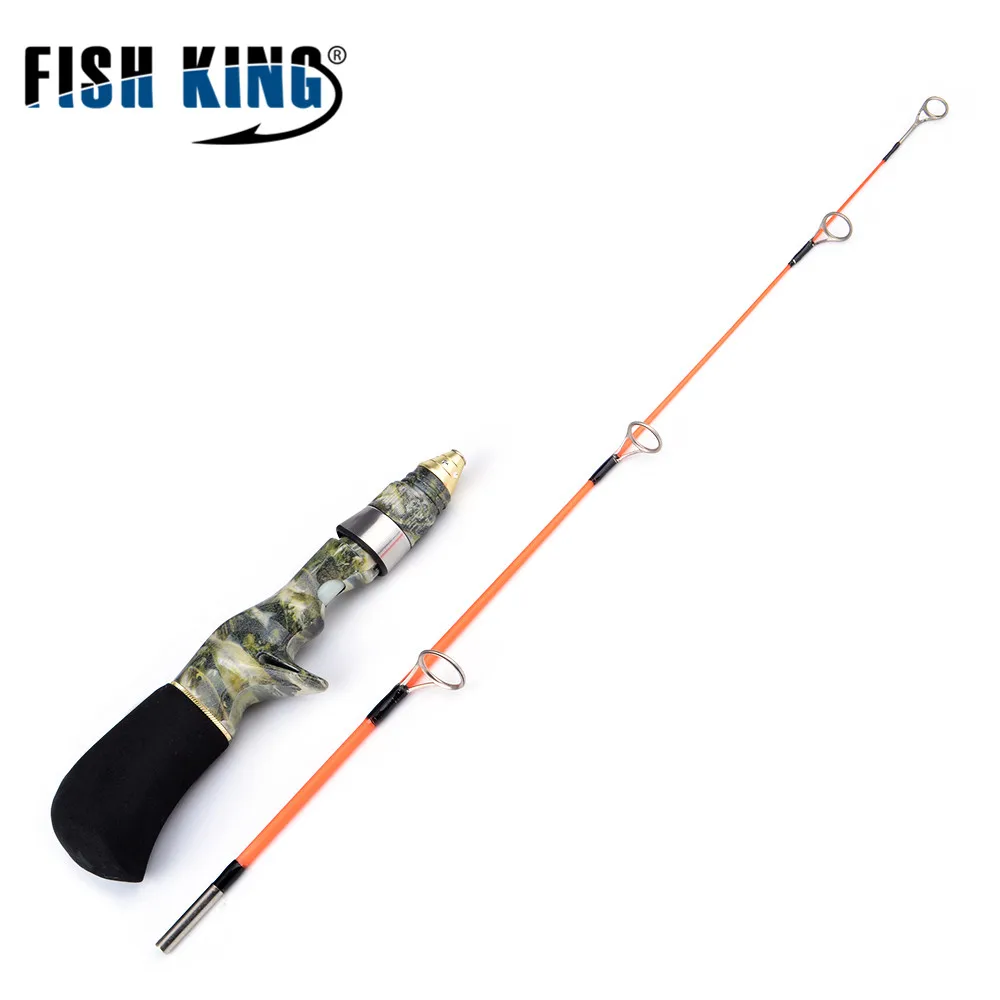 

FISH KING 2 Section Mini Winter Fishing Rod Ultralight 3-15g 50-60cm Glass Fiber Ice Fishing Spinning Rod Travel For Trout Pike