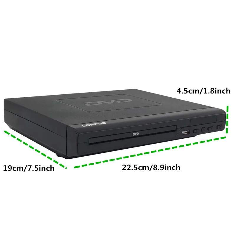 LONPOO портативный DVD плеер регион Бесплатная RCA USB дешевые Multi язык DIVX MPEG4 CD RW MP3