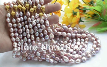 

AA 003461 Luster wholesale 10Set 17" lavender baroque freshwater pearl necklace