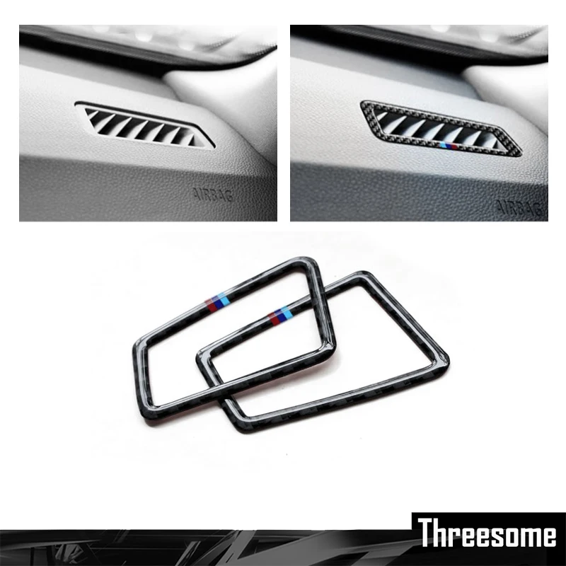 

SRXTZM For Bmw E90 E92 3 Series 2005-2012 Carbon Fiber Car AC Outlet Trim Refit Air Outlet Frame Decoration Stickers