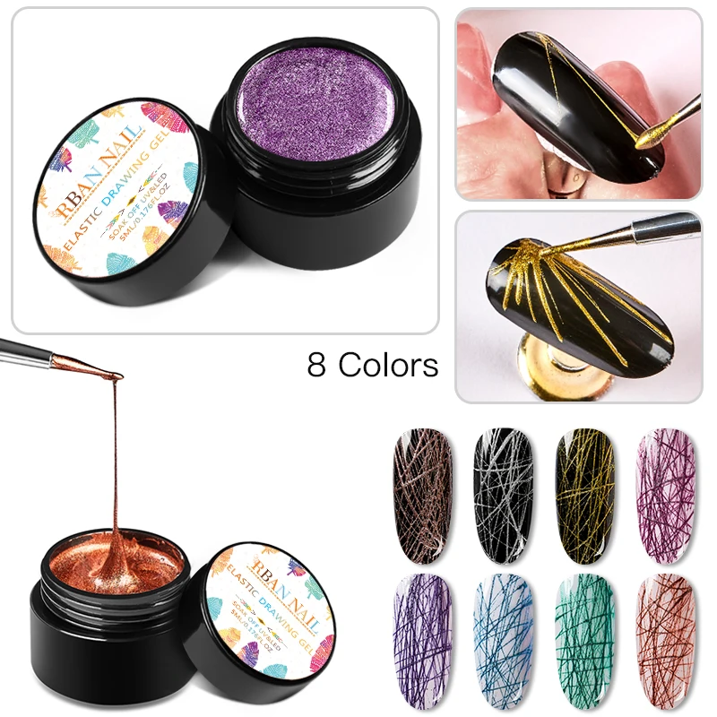 

RBAN NAIL 5ml Wire Drawing Nail Gel Lacquer Painting Gel Varnish Pulling Silk Spider Creative Nail Art Gel Nail Polish 20 Colors