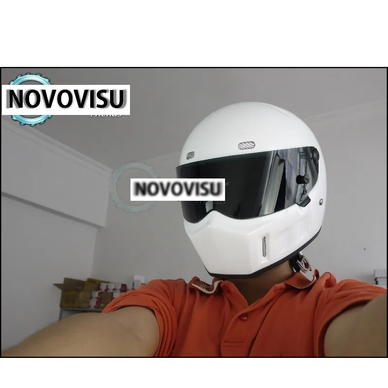 NOVOVISU The Stig 1 Helmet Capacete Casco De 2002 2003 White Colour With Black Visor For 1  2 Season Kart  Car  Motorcycle