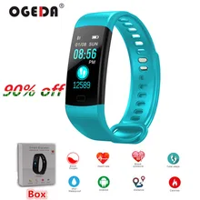 Smart watch mulheres homens Pulseira Pulseiras de esporte Top de Fitness Heart Rate Monitor de Pressão Arterial Inteligente Banda Cor da Tela 2018 OGEDA(China)