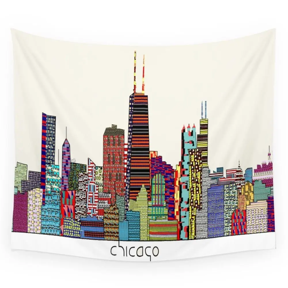 Chicago Wall Tapestry Beach Towel Polyester Blanket Yoga Shawl Mat | Дом и сад