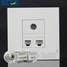 SeTo 86 Тип RJ45 Cat5e сеть Lan+ ТВ+ RJ11 Cat3 Телефонная настенная пластина розетка Keystone Лицевая панель