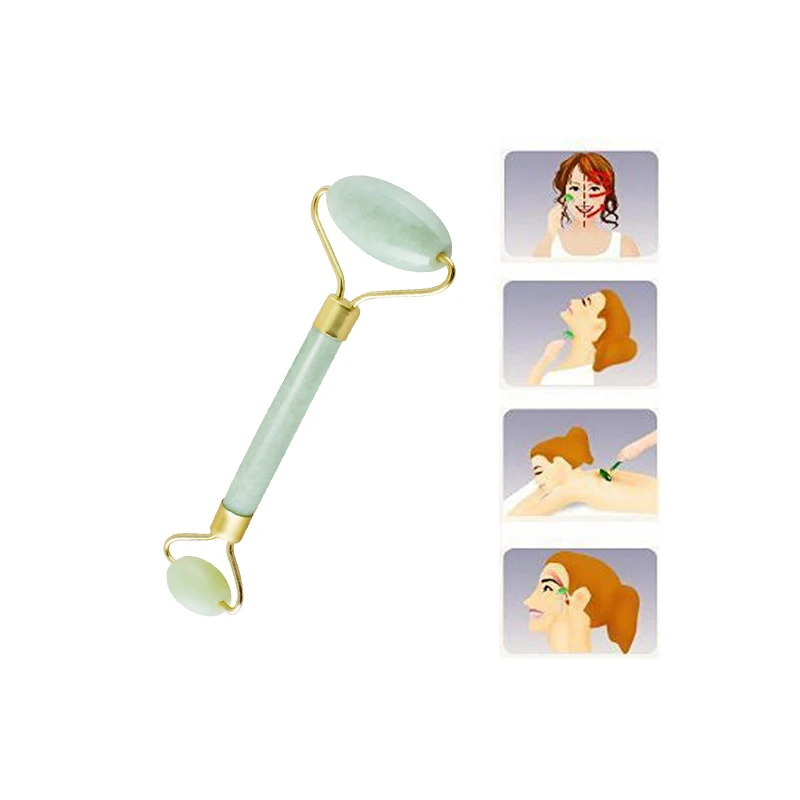 Jade Roller Real Jade Made Facial Slimming Massager Anti Wrinkle Facial Beauty Relaxation with Double Roller