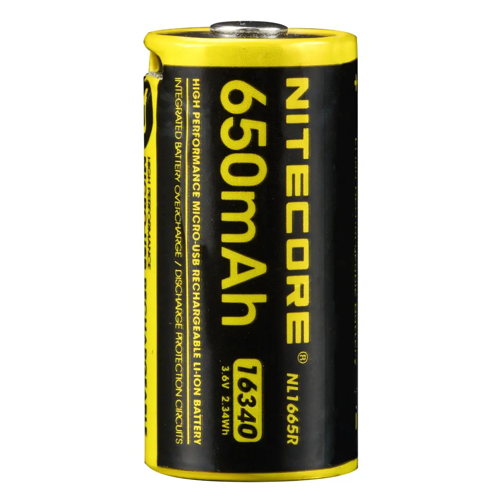 NITECORE NL1665R 650mAh 16340 CR123 встроенный микро-USB порт зарядки литий-ионный аккумулятор 3,6 V 2,34 WH высокая производительность