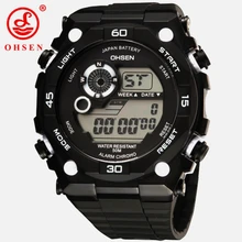 Известный бренд OHSEN Мужские s цифровые спортивные часы lcd Reloj hombre 50 м Дайвинг Белый силиконовый ремешок мужские модные наручные часы с ЖК-дисплеем подарок