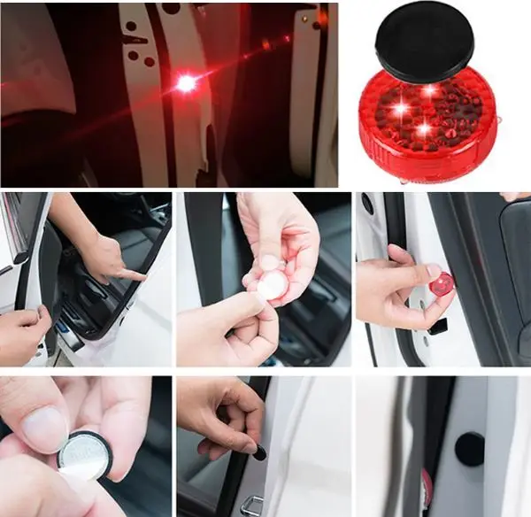 2 шт. открытия двери автомобиля мигающий светодиод Аварийные огни Strobe Light красный